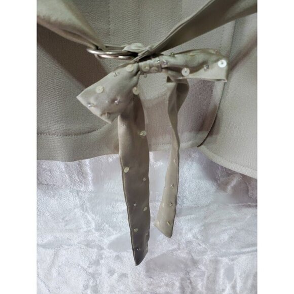 Kenzie Elegant Beige Blazer With Sequined Embellished Bow Tie Belt Women's 4 - Picture 7 of 8